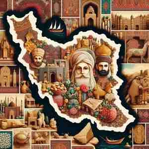 نقشه ایران با با شاهان ایرانی و آثار