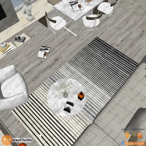 طراحی داخلی نشیمن و آشپزخانه لوکس و مدرن برای اسکچاپ