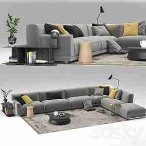 مبل ال خاکستری مدل Paris Seoul Sofa