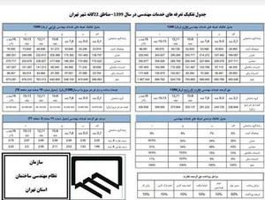 تفکیک تعرفه های خدمات مهندس سال 99