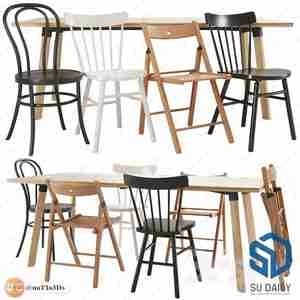 میز و صندلی ناهارخوری چوبی 34 برای اسکچاپ