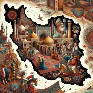 نقشه ایران با با شاهان ایرانی و آثار