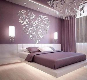 دیزاین اتاق خواب بارنگ بنفش لاکچری