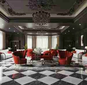 طراحی داخلی نشیمن کلاسیک برای اسکچاپ