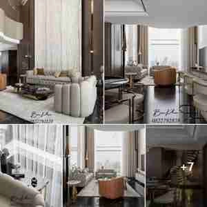 طراحی داخلی فضای نشیمن لوکس و مدرن برای اسکچاپ