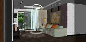طراحی داخلی فضای نشیمن برای اسکچاپ