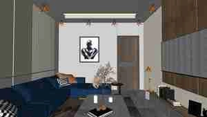 طراحی داخلی فضای نشیمن با رنگ های شاد برای اسکچاپ