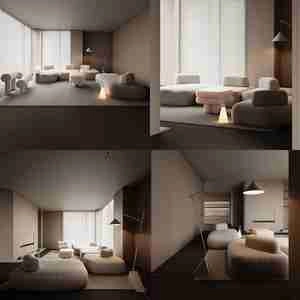 صحنه اماده داخلی برای طراحی و رندر