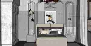 طراحی داخلی اتاق خواب نئوکلاسیک برای اسکچاپ