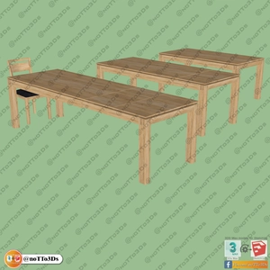 میز و صندلی ناهارخوری چوبی 32 برای اسکچاپ