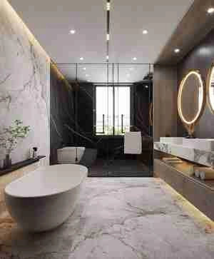 طراحی لوکس و آرامشبخش در حمام مدرن برای اسکچاپ