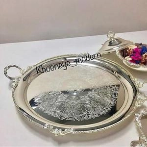 سرویس چایخوری برنزی با روکش نقره و نیکل