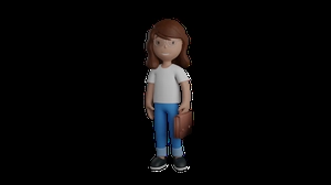 دختر گرافیکی 3d با کیف در دست