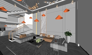 طراحی داخلی نشیمن و آشپزخانه تم سفید مدرن و مینیمال دوبلکس