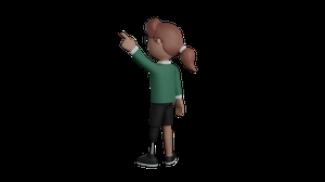 دختر 3d گرافیکی در حال اشاره به سمت بالا