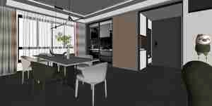 طراحی داخلی نشیمن و ناهارخوری مدرن و مینیمال برای اسکچاپ