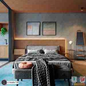 طراحی داخلی اتاق خواب شیک و مدرن با تلفیقی از رنگ های شاد