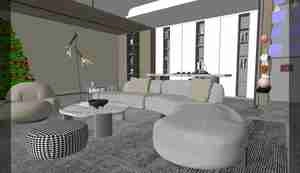 طراحی داخلی فضای نشیمن مدرن برای اسکچاپ