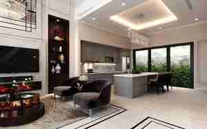 طراحی داخلی فضای نشیمن به سبک نئوکلاسیک برای اسکچاپ