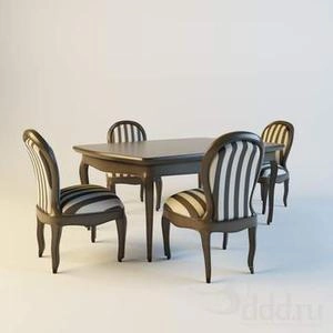 آبجکت میز صندلی نهارخوری  گرد طرح  کلاسیک