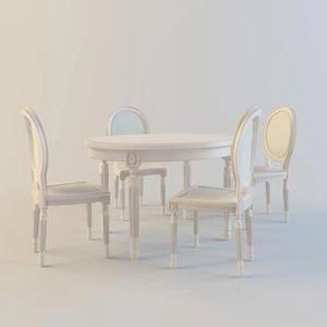 آبجکت میز صندلی نهارخوری طرح کلاسیک رنگ سفید