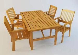 ابجکت میز صندلی چوبی محوطه ای