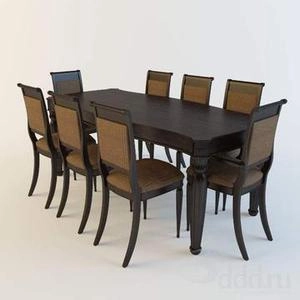 آبجکت میز صندلی نهارخوری 8نفره چوبی طرح کلاسیک