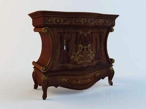 پا تختی کلاسیک با رنگ تیره چوبی و نقش خاص