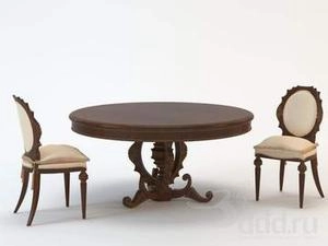 آبجکت میز صندلی نهارخوری  گرد چوبی  طرح کلاسیک