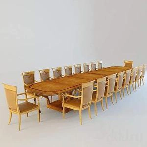 آبجکت میز صندلی نهارخوری بزرگ طرح  کلاسیک