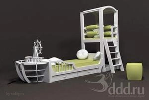 تخت شبیه کشتی کودک