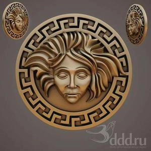 صورت زن یونانی در قاب گرد