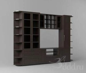 ابجکت 3d دیوار تلویزیون چوبی تک رنگ