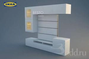 ابجکت 3d میزتلویزیون چوبی رنگ سفید مدل Besto