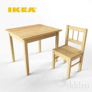 ابجکت میز صندلی چوبی