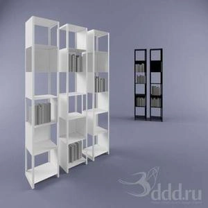 3dابجکت کتابخانه یا استند چوبی رنگ سفید ومشکی