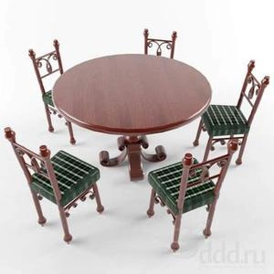 ابجکت میز صندلی  ناهارخوری 5نفره چوبی رنگ قهوه ای طرح کلاسیک