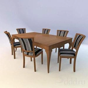 ابجکت میز صندلی ناهارخوری 6 نفره طرح کلاسیک رنگ قهوه ای