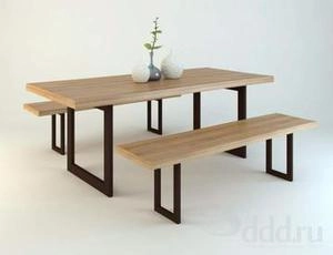 ابجکت میز صندلی مدرن نهارخوری با اسلب چوب