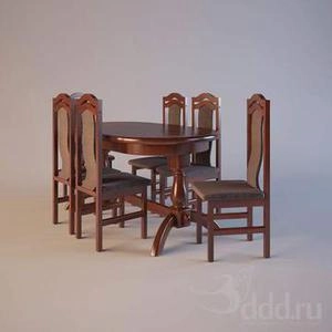 ابجکت میز صندلی ناهارخوری 6نفره طرح کلاسیک رنگ عنابی تند