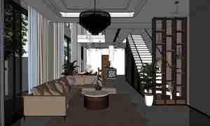 طراحی داخلی نشیمن و آشپزخانه مدرن و مینیمال برای اسکچاپ