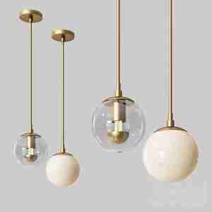 آویزبرنج شفاف شیشه ای در دوطرح Pendant Brass Clear Glass  light lamp endant light