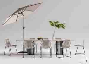 ست میز و صندلی چتر آفتابگیر فضای بیرونی و محوطه برای اسکچاپ