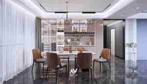 طراحی مدرن و مینیمال فضای ناهارخوری برای اسکچاپ