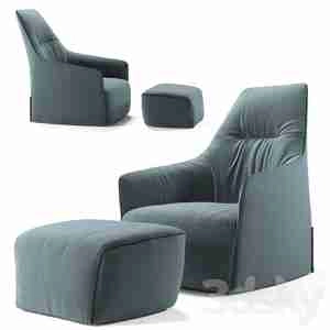صندلی مدرن با پاف Armchair POLIFORM Santa Monika Lounge