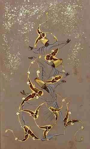 نقاشی از سوفیان با تم طلایی