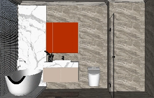 حمام مدرن با طراحی مینیمال برای اسکچاپ