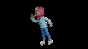 دختر در حال اشاره به سمت چپ با انگشت