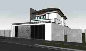 طراحی خانه مسکونی با سقف شیبدار برای اسکچاپ