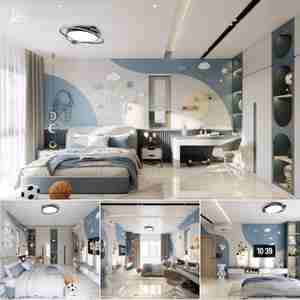 طراحی داخلی اتاق خواب کودک پسرونه برای اسکچاپ